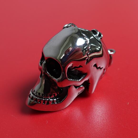 Stainless Steel Stapled Skull Pendant SP-630 - Picture 2 of 6